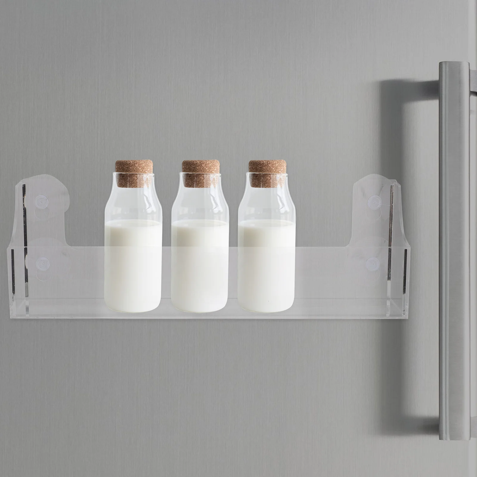 

Clear Acrylic Beverage Suction Cup Rack Hanging Refrigerator Organizer Drink Holder Shelf for Store Fridges Kitchen Cabinet