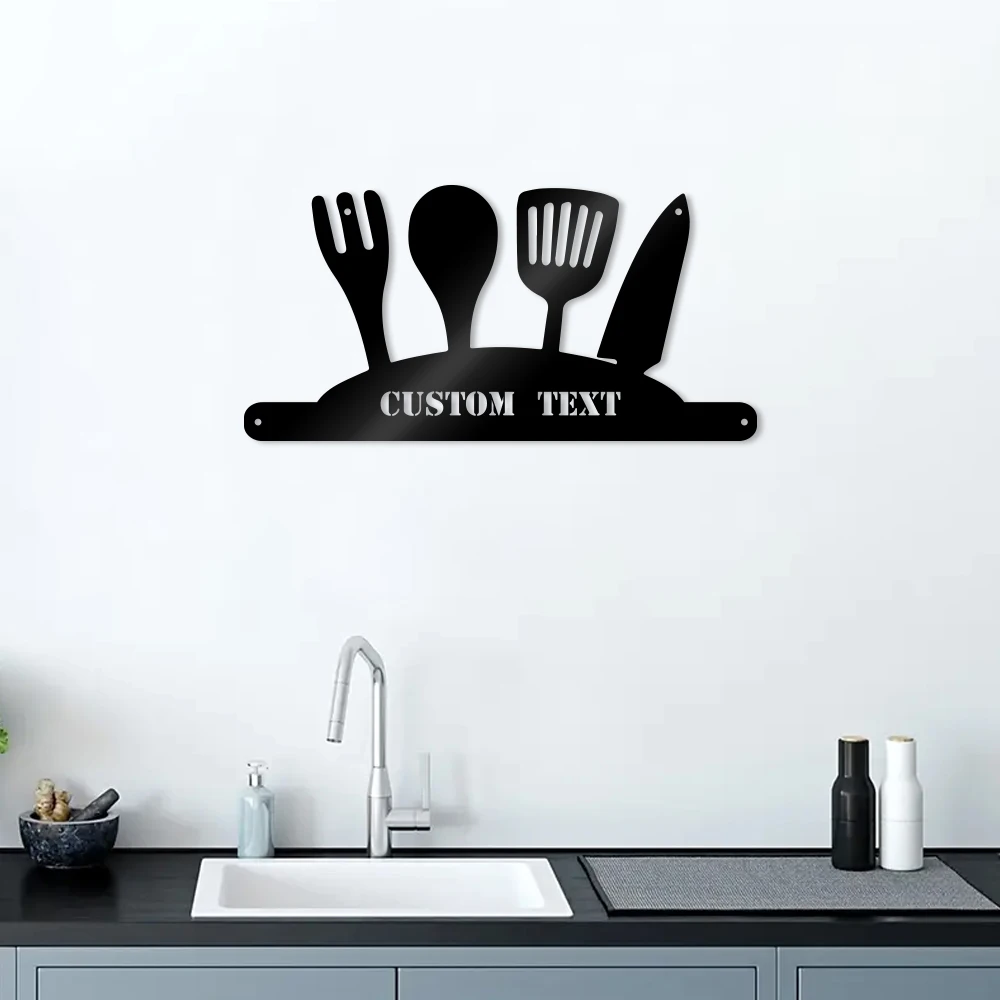 

1pc tableware creative Custom Text Metal Wall Signs Metal Wall Plaque for Kitchen and Dining Room