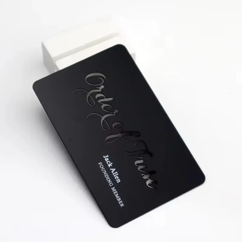 

Personalized 0.8mm Matte Black Electroplated NFC Business Cards Laser Engraving 13.56MHz RFID Featuring Brand Logo Important