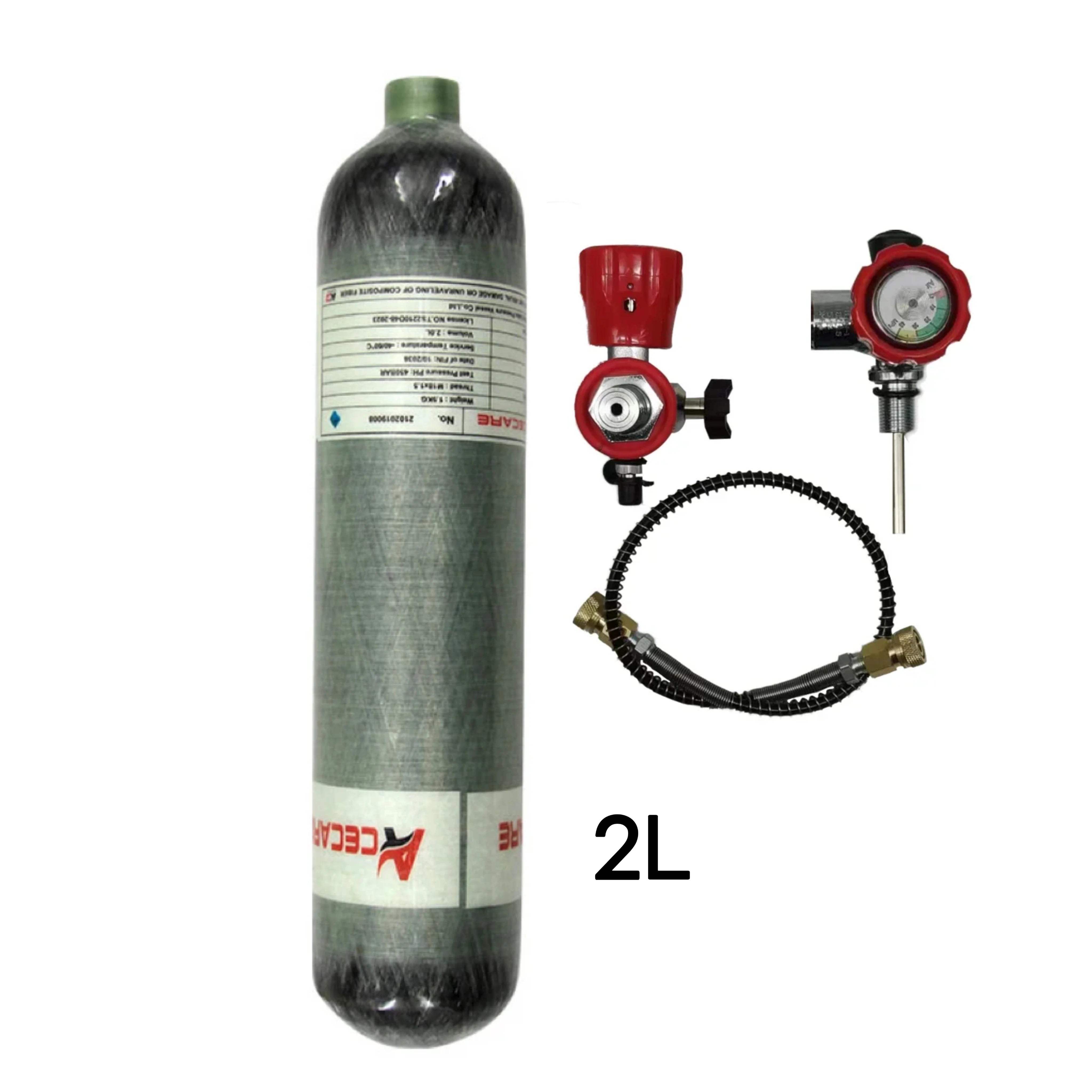 

Acecare 2L 300Bar цилиндр из углеродного волокна 4500Psi воздушный бак высокого давления с манометром клапана для дайвинга для подводного плавания пожарная безопасность