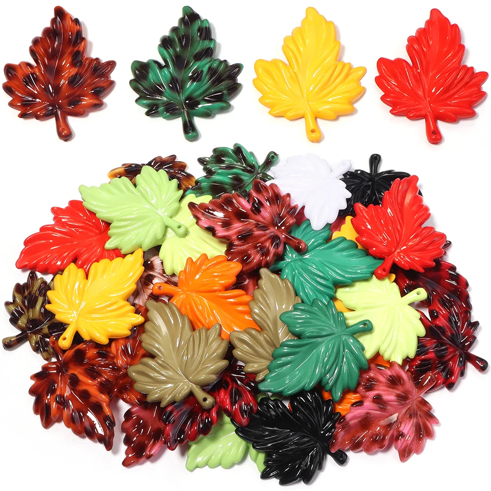 10pcs Maple Leaves Acrylic Beads Charms Colorful Leaf Loose Bead For Jewelry Making DIY Necklace Bracelet Earrings Accessories
