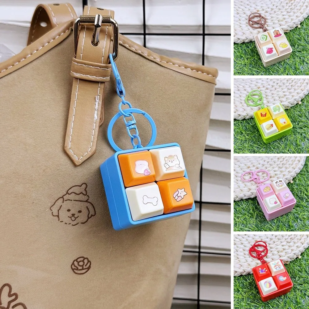 Nuevo llavero de dibujos animados Fidget, teclas con botón, llavero de música para apretar, pasa la hora, teclado DIY, juguete clicker
