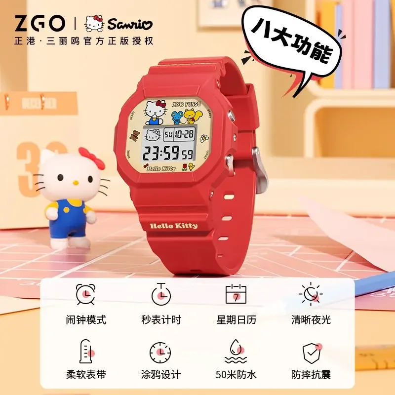 ZGOxSanrio Series Hellokitty Watch Red Student Women's Electronic Watches Gifts Kids