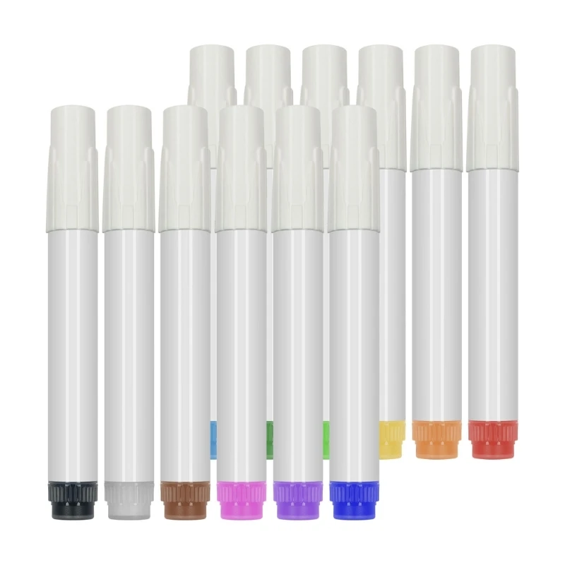 

12 Color Erasable Whiteboard Marker Water Based Inks Quick Drying 6.5mm Width
