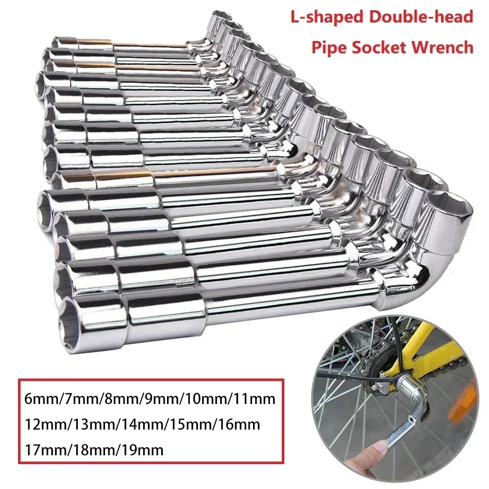 Double-head Casing Pipe Socket Wrench L-shaped Perforated Elbow 7-Shaped Hex Screw Spanner Wrench Socket