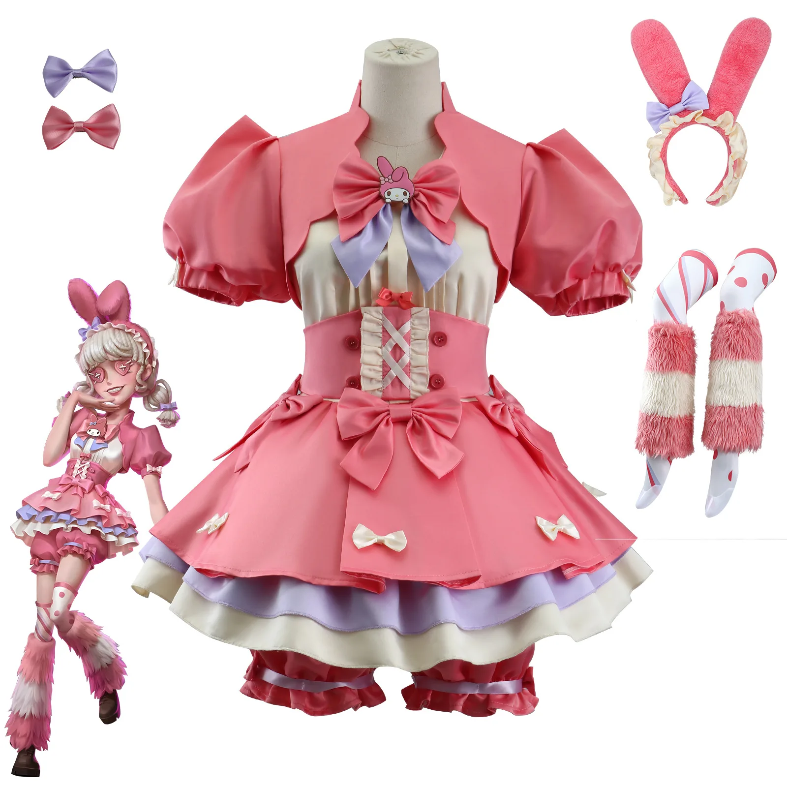 Game Lily Barrier Cosplay Identity V Cheerleader Cosplay Costume Party Uniform Pink Dress Carnival Anime Role Play Suits