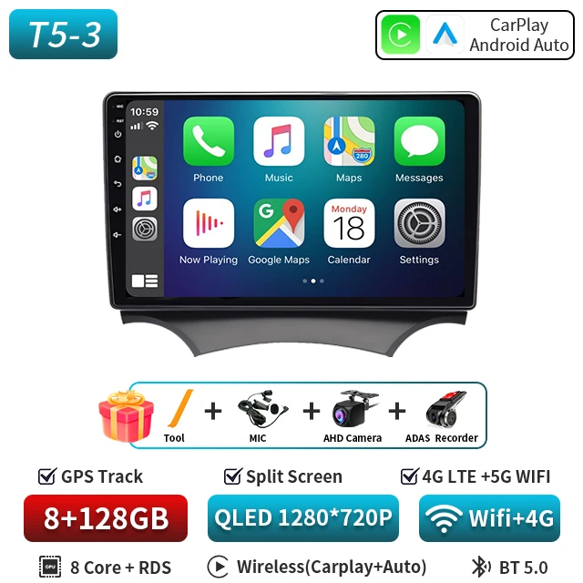 Android 16 Auto autoradio voor Ford Ka 2008 2009 2010 2011 2012 2013 2014 Carplay multimediaspeler stereo GPS head unit DSP BT