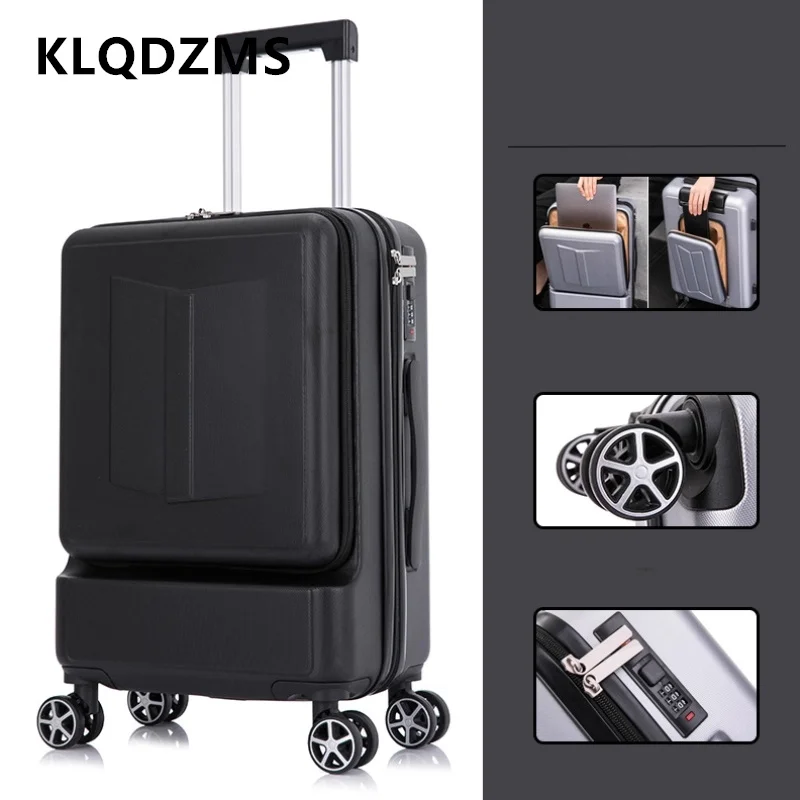 

KLQDZMS ABS + ПК чемодан для кабины с передним отверстием, посадочный чехол, 20 дюймов, мужской чемодан на колесиках с зарядкой через USB, женский 24-дюймовый чемодан для ноутбука