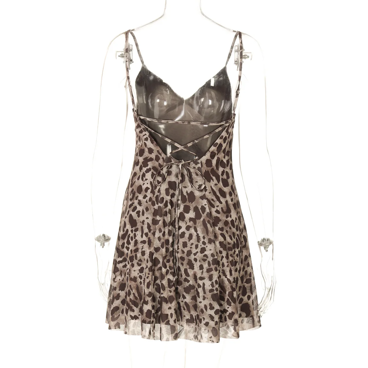 Mini abito sexy da donna con canotta Moda estiva Stampa leopardata Camis Abiti corti Fibbia Camicia Silm Coquette Abiti casual Y2k