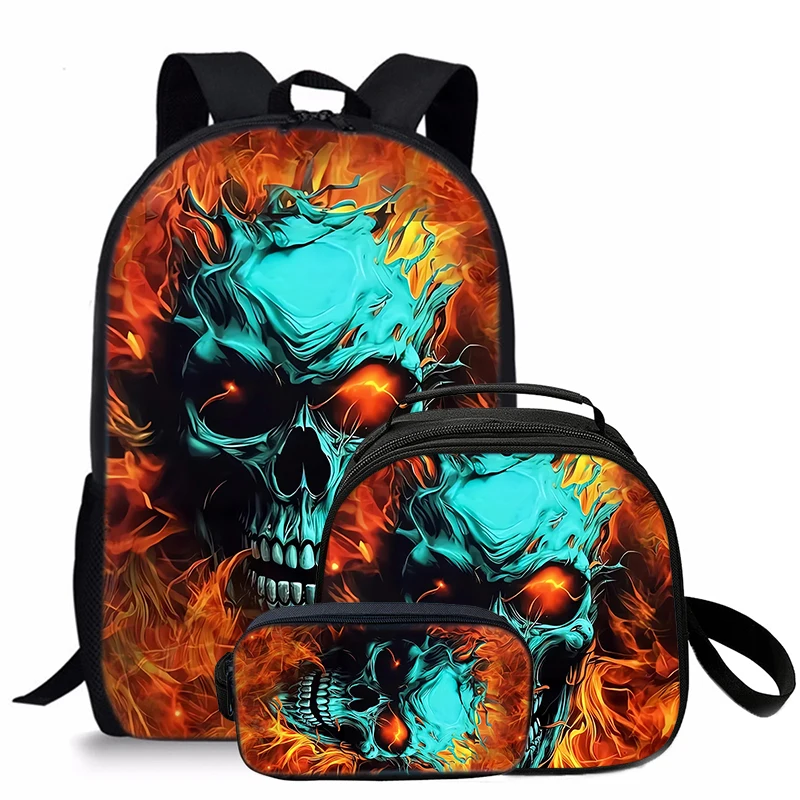 

Набор из трех предметов с рисунком злого черепа, рюкзаки для мальчиков и девочек, лучшие подарки, школьный рюкзак с 3D мультяшным рисунком для детей