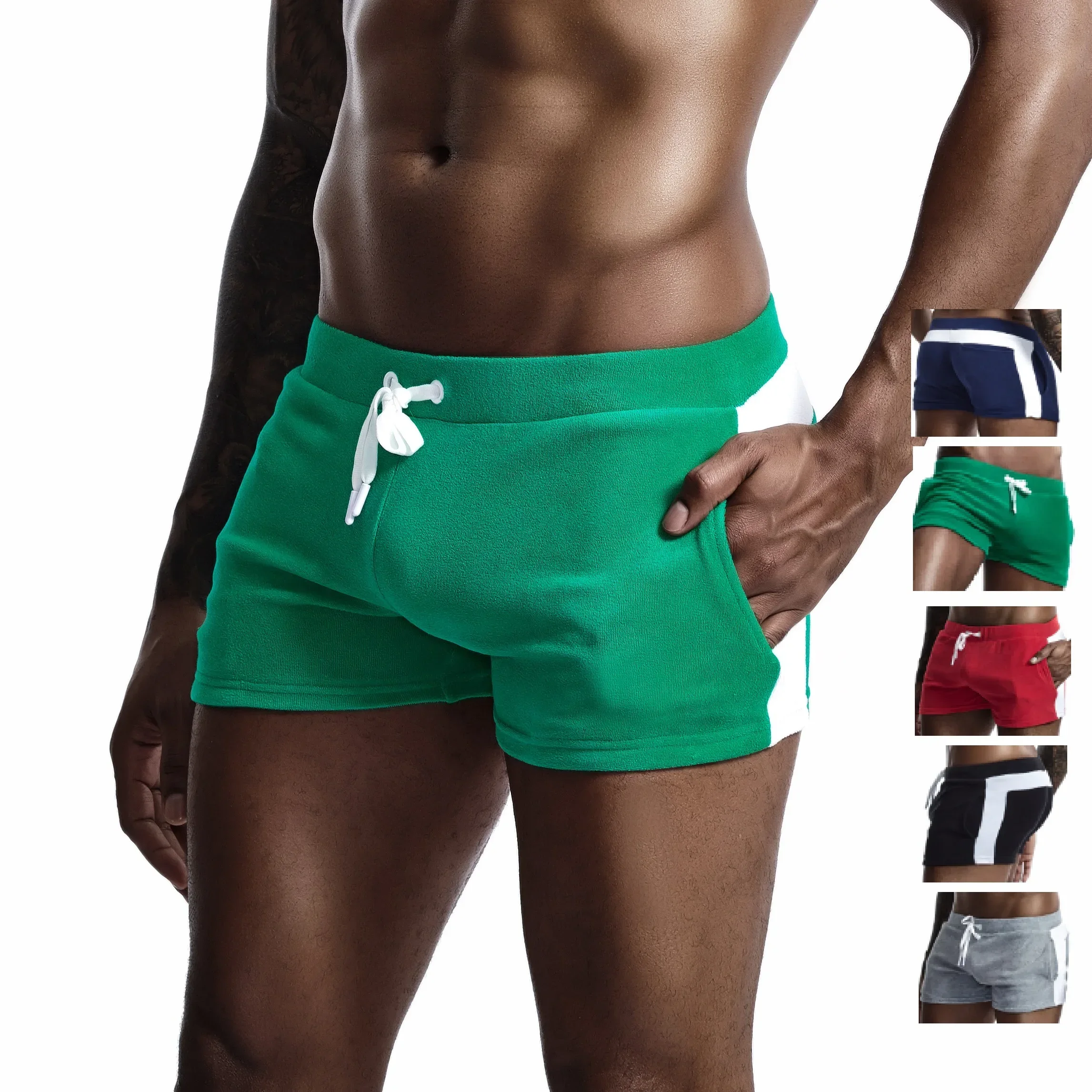 Seobean-pantaloncini in felpa di velluto da uomo, Boxer Vintage, pantaloncini da palestra, mutandine maschili, spessa, Jogger tascabile