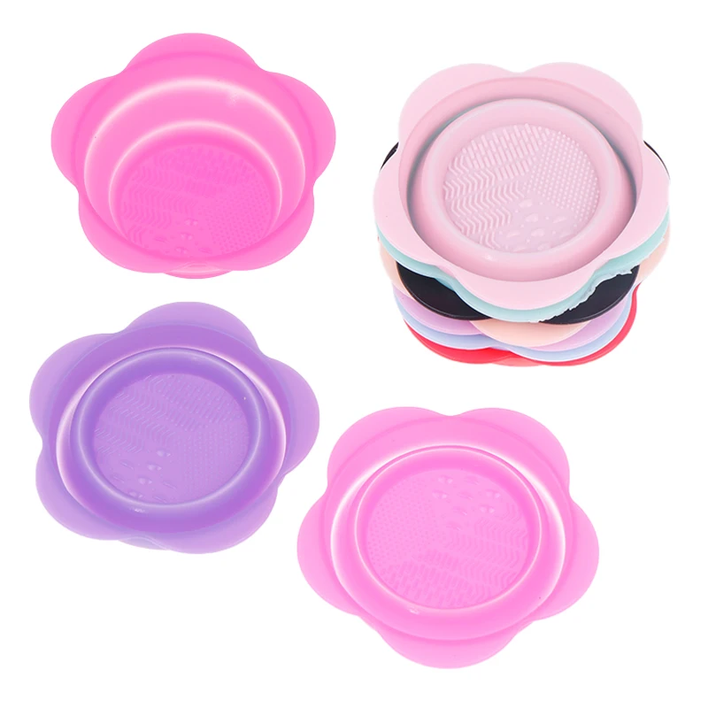 1PC Silicone Makeup Brush Cleaner Folding Powder Puff Cleaning Bowl Eyeshadow Brushes Washing Soft Mat Beauty Tools Scrubber Box