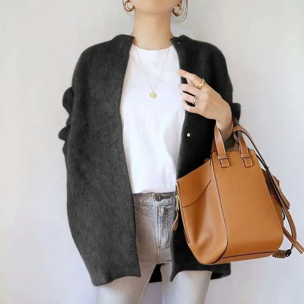 

6-color New Autumn and Winter Women's Wear Long Sleeve Large Knitted Cardigan Sweater Women's Outer Coat
