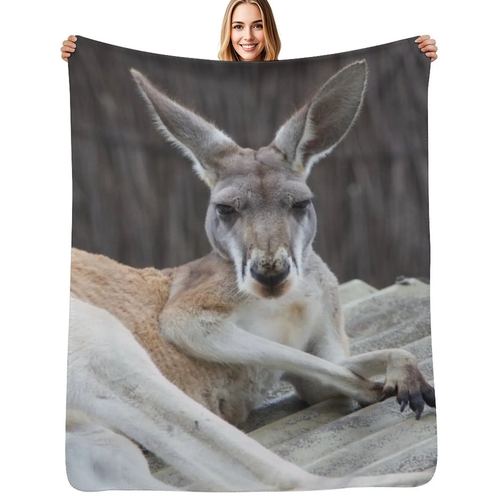 

Red Kangaroo Throw Blanket Cute Furry Bed covers Heavy Blankets