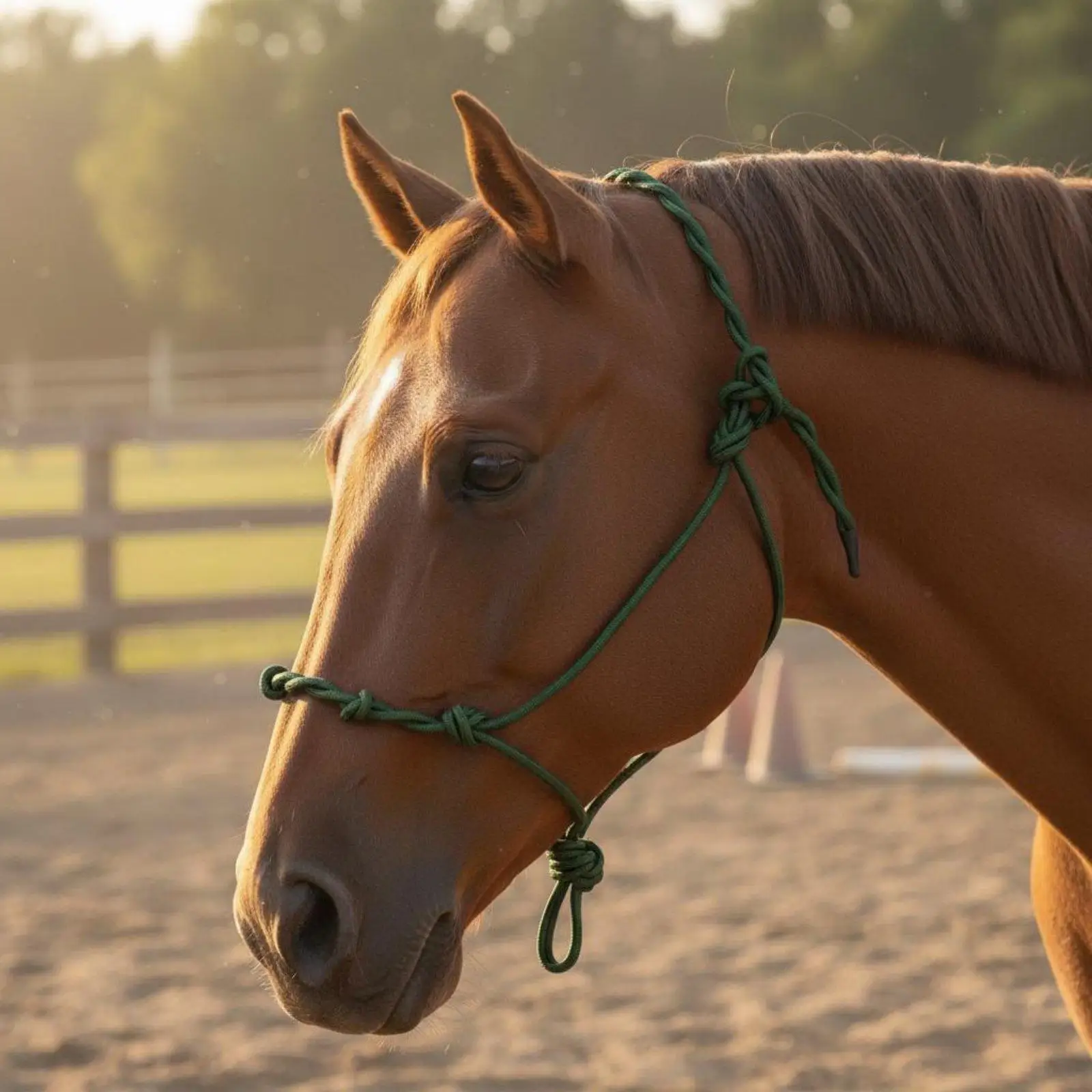 Rope Halter Braided Crown Knotted Training Halter Horsemanship Equestrian Equipment