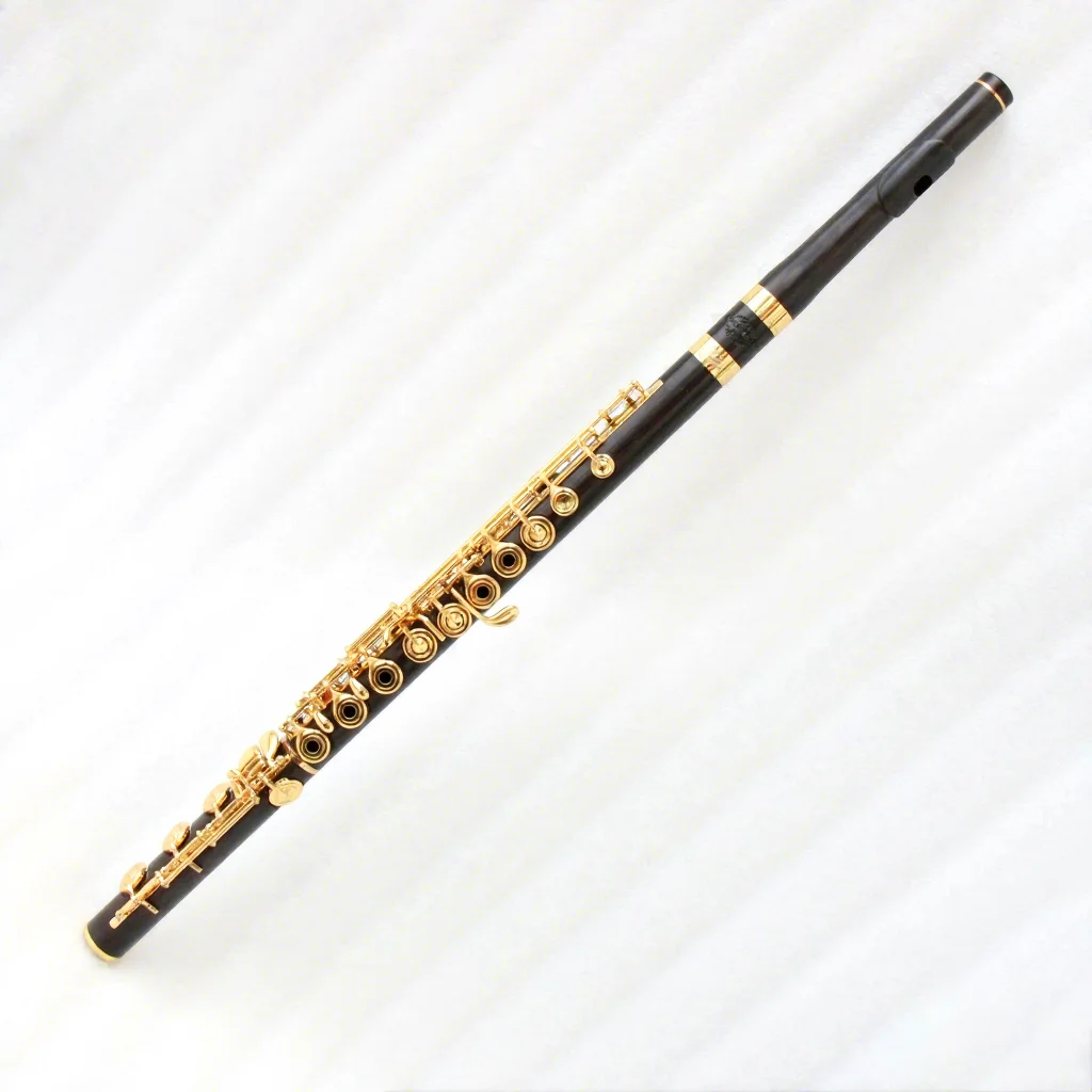 High Quality Ebony Transverse Flute Gold Plated Open Hole Design Wooden Flute