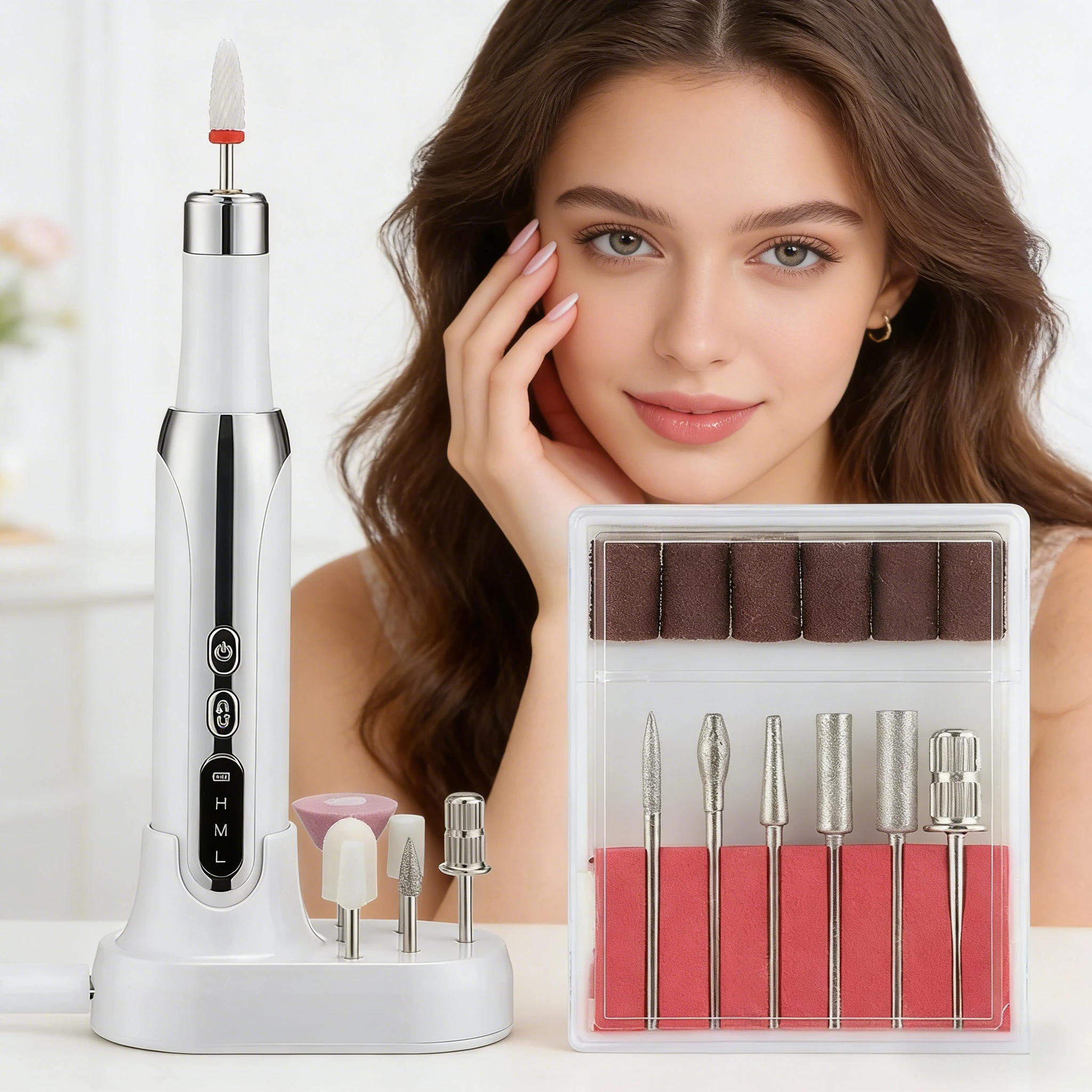 

Профессиональная новая портативная машинка для маникюра - компактная, в форме ручки, с большим экраном, перезаряжаемая, для шлифовки ногтей