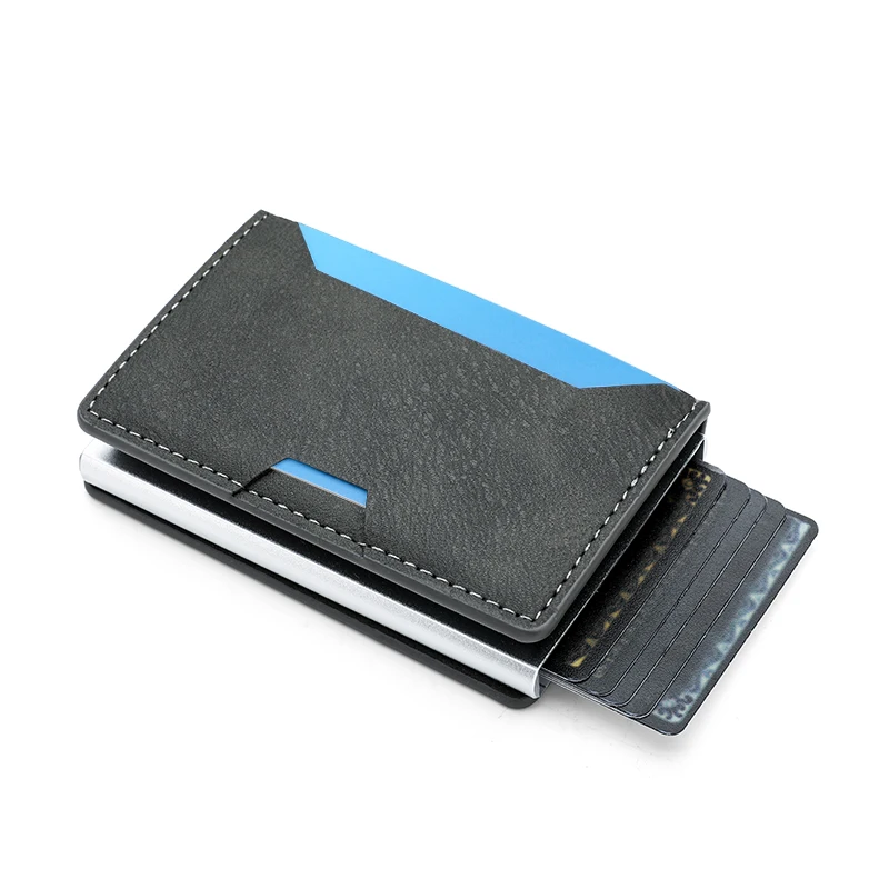 Rfid Aluminum Men Wallet Card Holders Purse Carbon Fiber Men Business Slim Thin Smart Wallet Credit Cardholder Case Note Holder