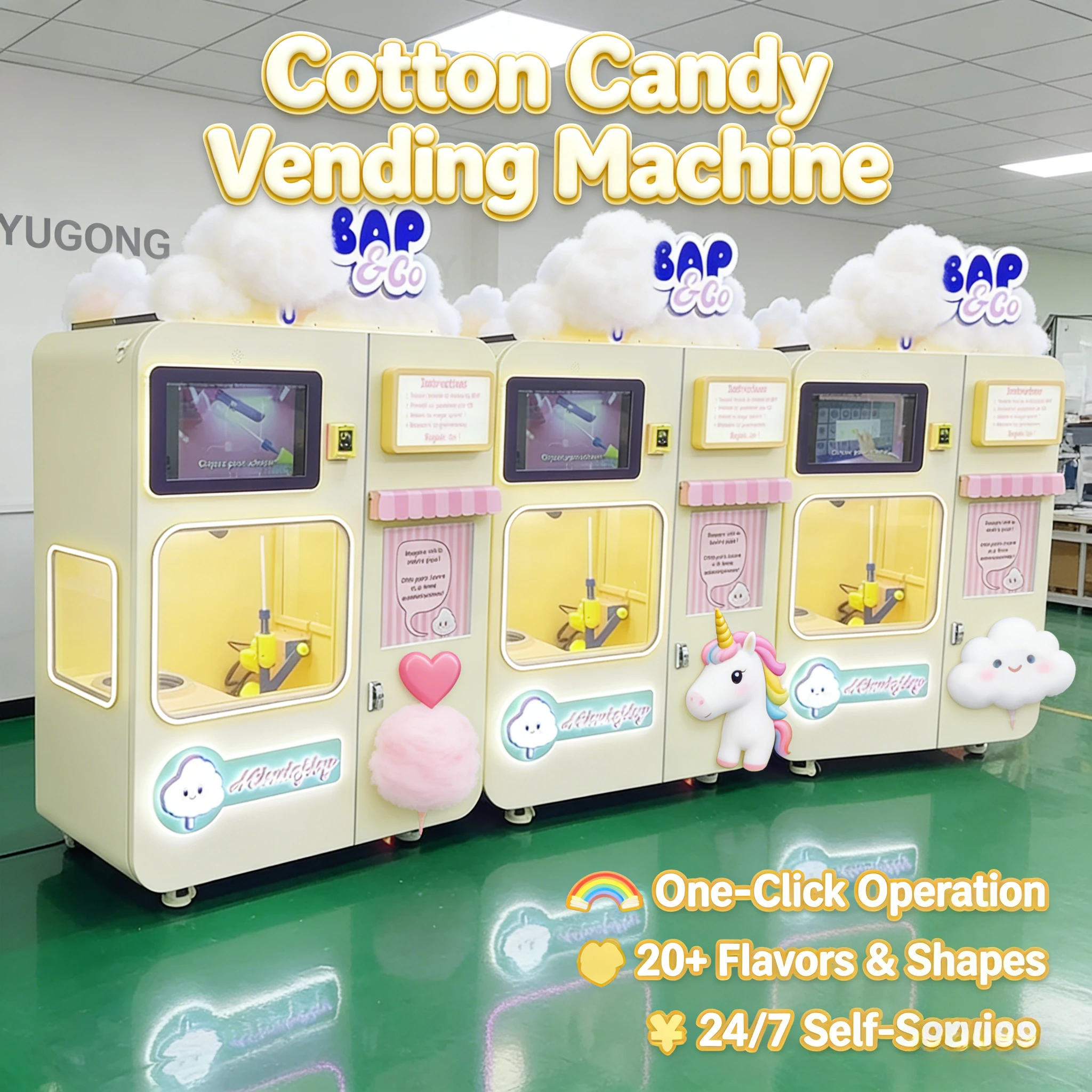 Customized Full Automatic Paper Straw Sugar Making Cotton Candy Machine Professional Vertical Flower Sugar Cotton Candy Vending