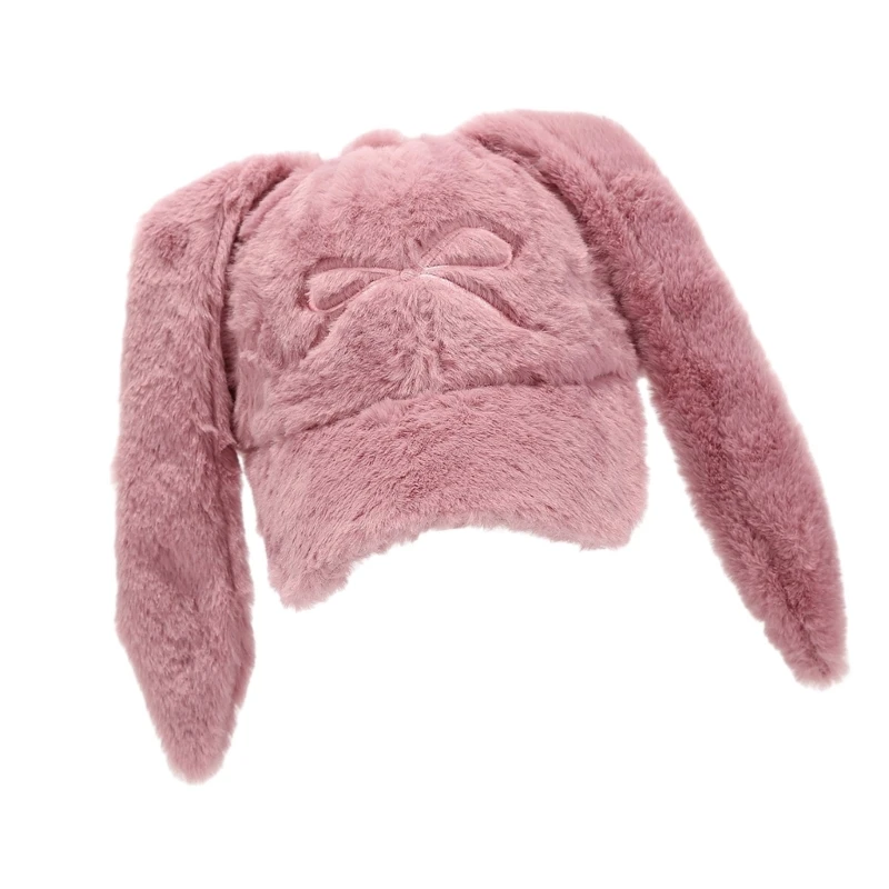 Furry Hats Rabbits Embroidered Bowknot for Women HipHop Hat Unique Hat Costume Props Baseball Caps for Trendsetting