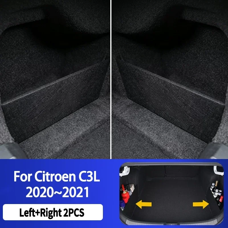 Organizador de Maletero para Citroën C3L 2020~2021, Divisor Lateral, Accesorios para Auto, Herramientas de Almacenamiento