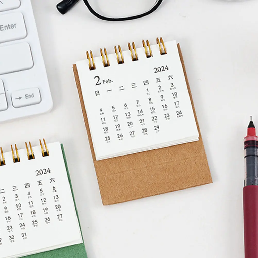 

Desktop Calendar 2024 Mini Standing Paper Calendar Small Size for Desk Table Countertop Home Office School Use Exquisite Daily