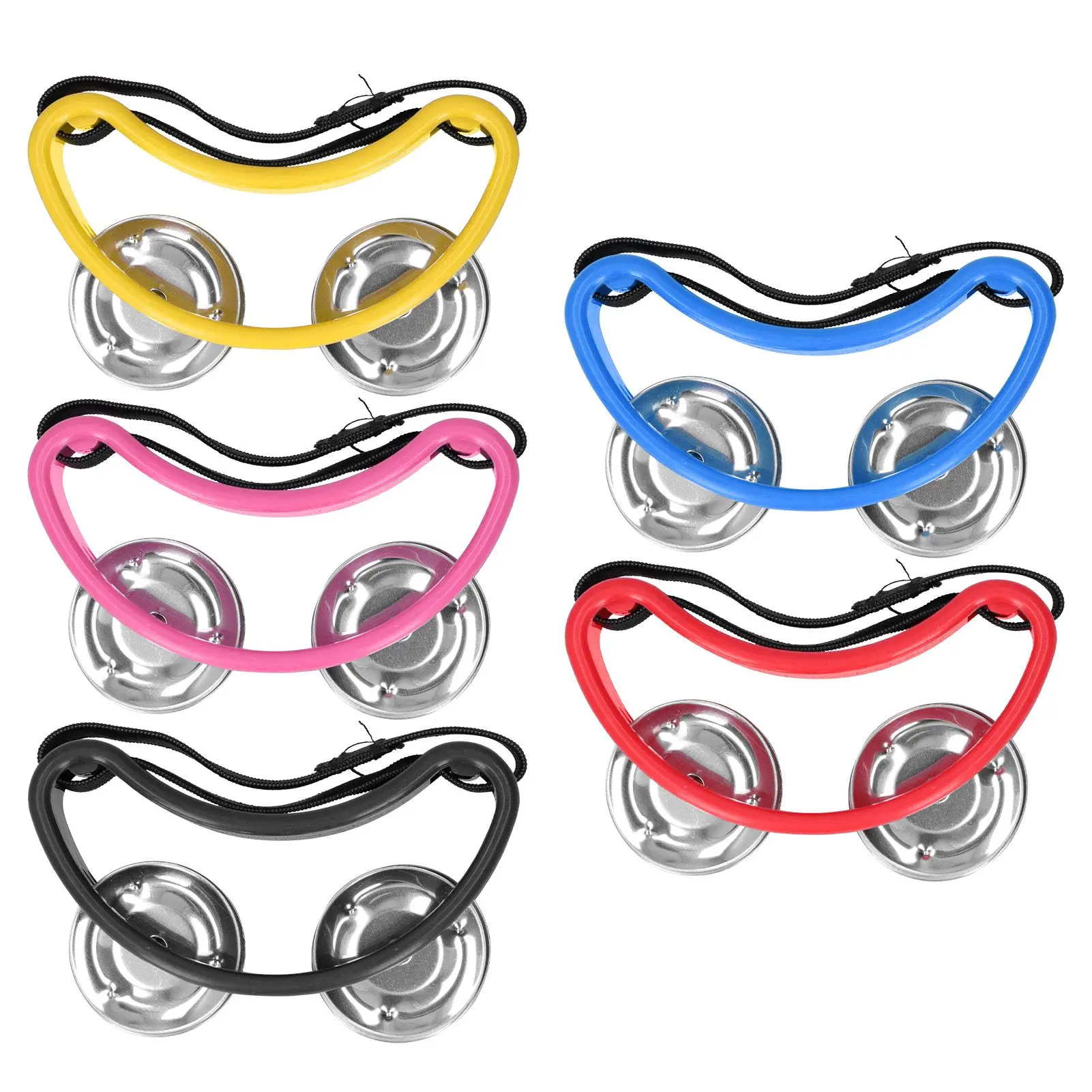 

5Pcs Foot Tambourine 2‑Row Half Moon Shaped Metal Jingles Percussion Musical Instrument