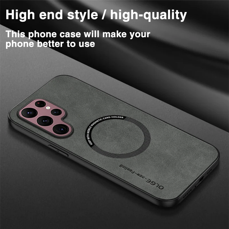 Magnetic For Magsafe Leather Case For Samsung Galaxy S24 S23 Ultra S23FE Note20  Luxury Wireless Charge Shockproof Soft Cover