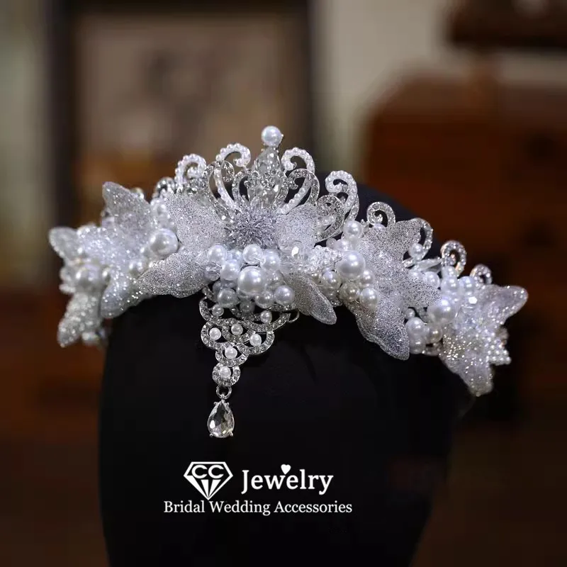 

CC Crowns for Women Wedding Hair Accessories Bridal Headbands Engagement Jewelry Imitation Pearl Coronets Headpiece Crown AN430