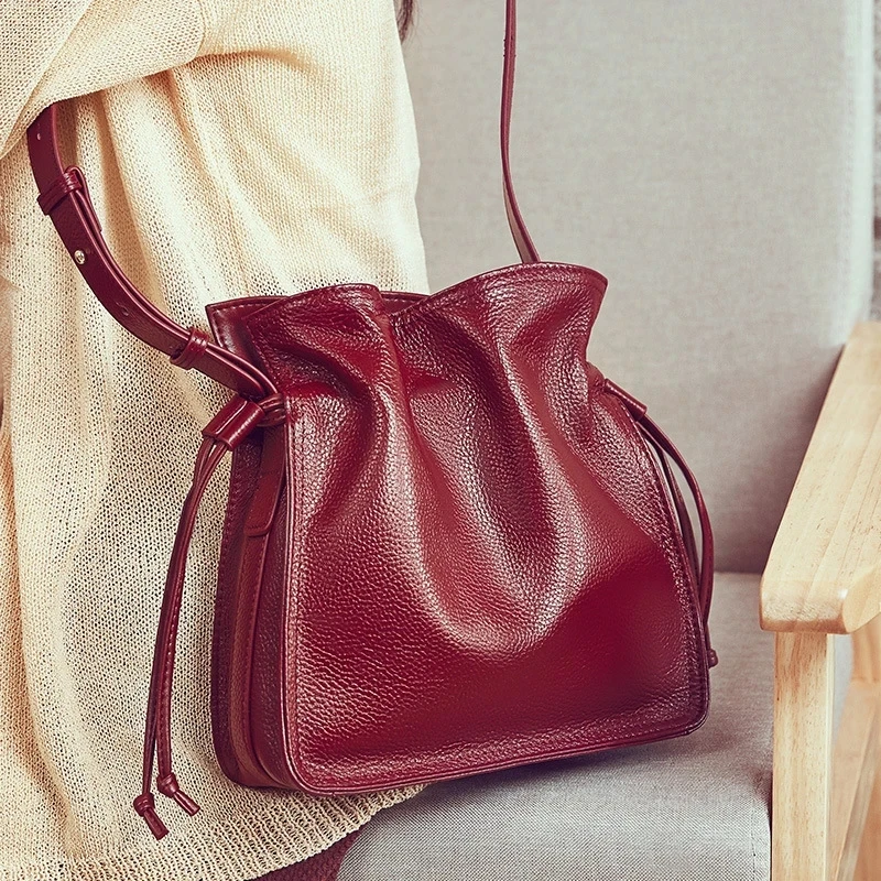 

Genuine Leather Shoulder Bags For Women Bucket Bag For UK Orders