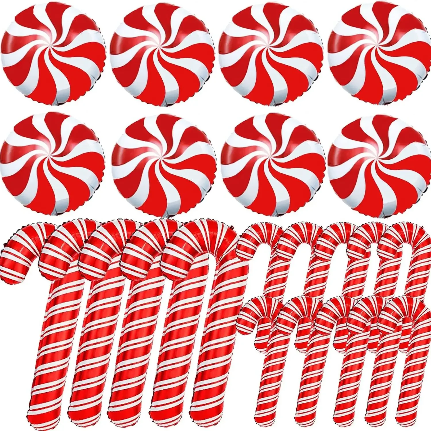 23pcs Red Bow Candy Cane Handheld Stick Windmill Balloon Set Christmas Party Home Interior and Exterior Decoration