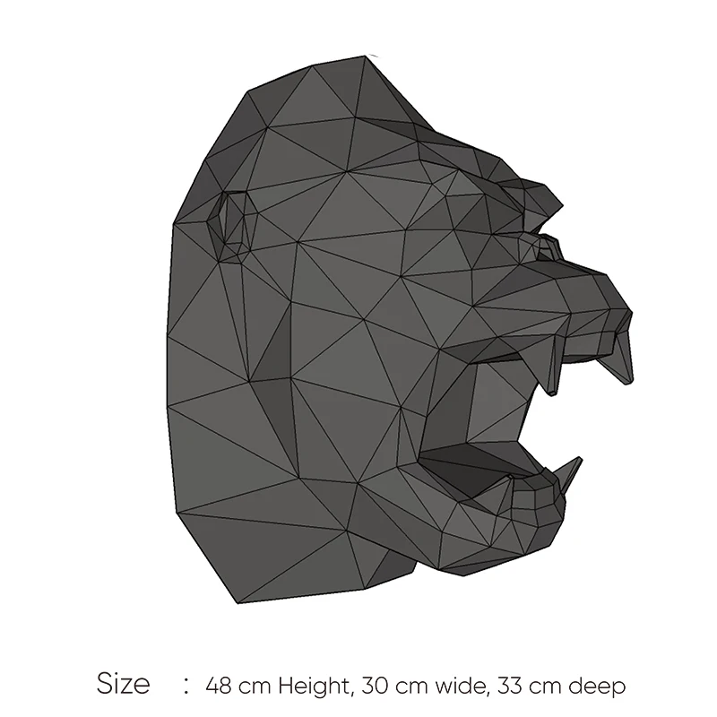 48cm Gorilla Head Paper Model Low Poly Wall Decoration Home Decor Papercraft 3D DIY Puzzles Sculpture Hand Made Creative Toys