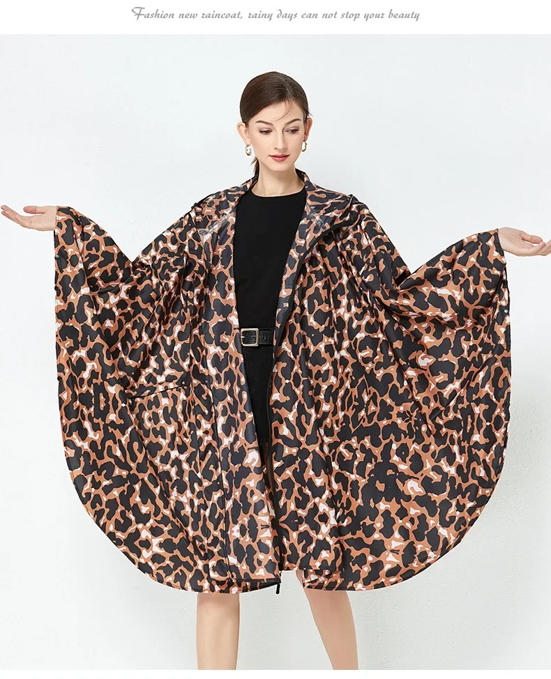 Leopard Cape Raincoat Rain Poncho Womens Coat Women Down Coats Woman Motorcyclist Cover Women\'s Rainrainwater Waterproof Jackets