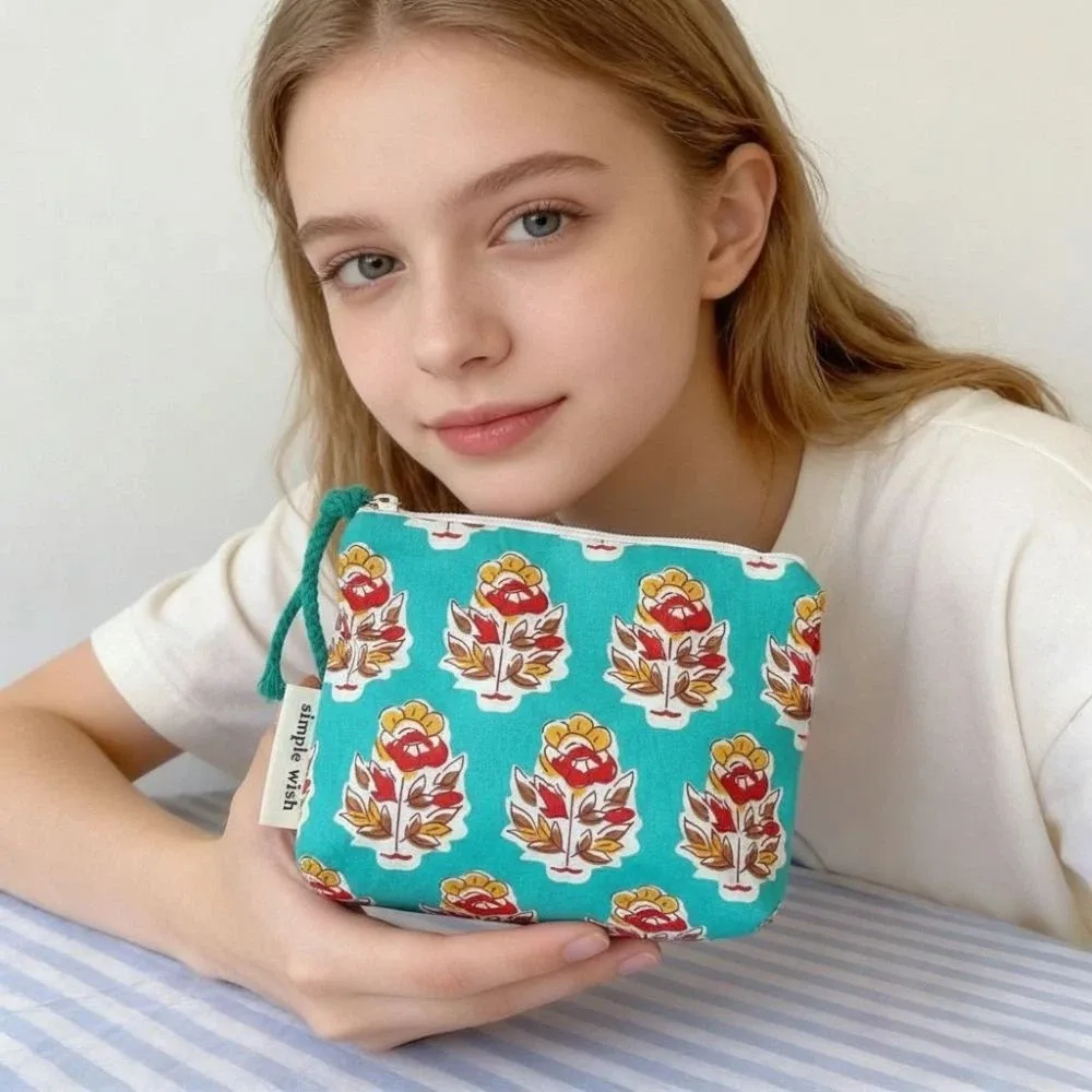 Fashion Vintage Sanitary Napkin Bag Indian Style Cotton Bohemian Coin Purse Mini Zipper Travel Bag Cosmetic,earphone Etc Storage