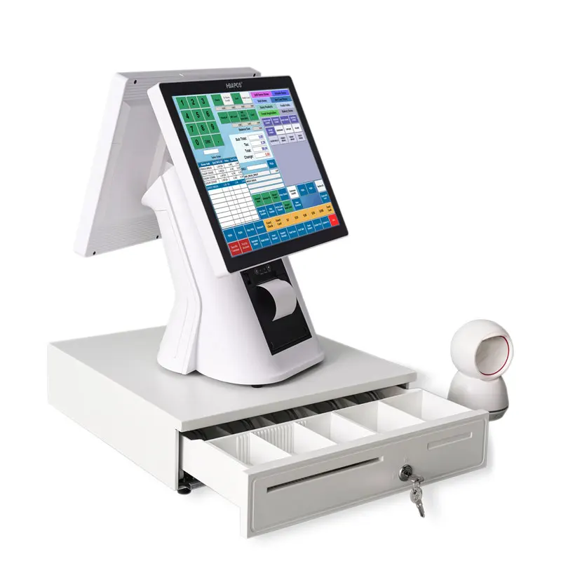 ATV&UTVRestaurant Cash Register Window Dual Screen Touch Screen Monitor Windows POS System All in One with Thermal Printer