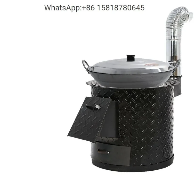 

Новая дровяная печь, бытовая сельская дровяная печь, нагревательная печь для дома, бездымная, большой железный горшок, стол, мобильный энергосберегающий двор