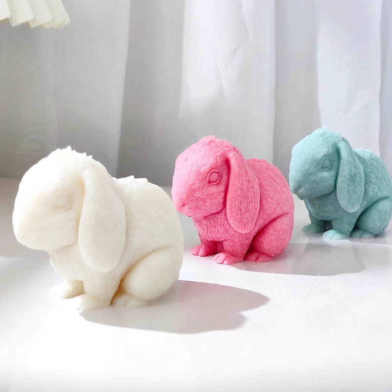 Big eyed and long eared rabbit mold, handmade aromatherapy rabbit candle, gypsum rabbit decorative cake mold