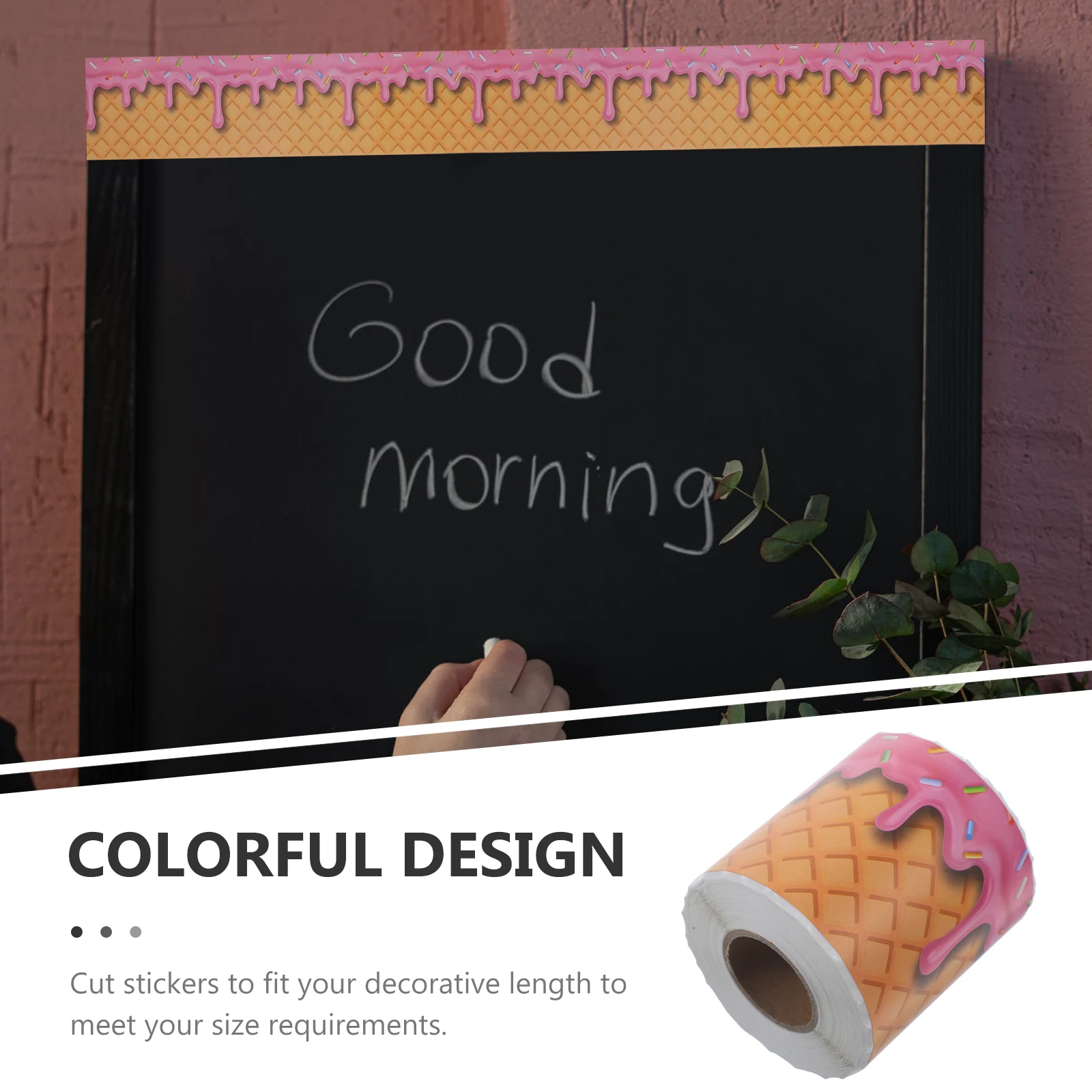 

2pcs 2 Rolls Ice Cream Border Stickers Copper Plate Decor Bulletin Board Decals Classroom Office Walls Transform Area Colorful