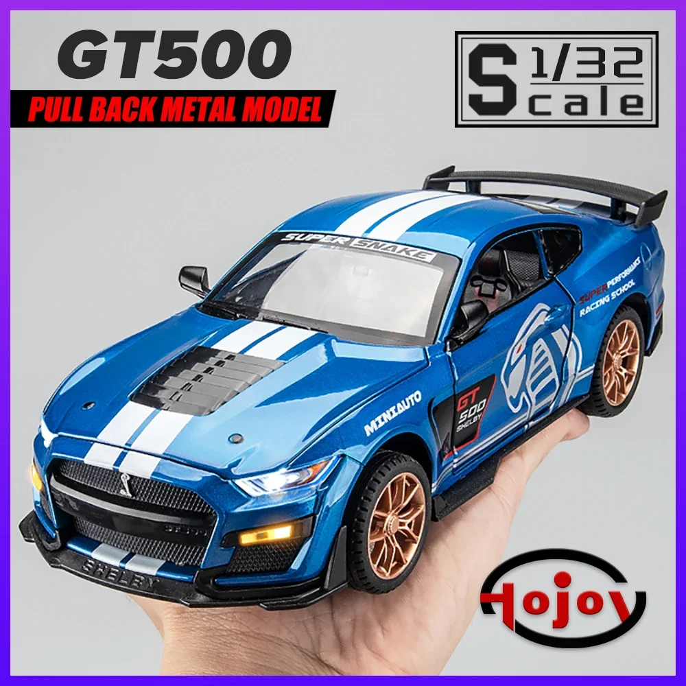 

Metal Cars Toys Scale 1/32 Mustang Shelby GT500 Diecast Alloy Car Model Gift for Boys Children Kids Toy Vehicles Sound and Light