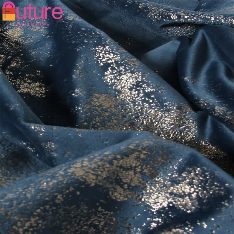 

New retro peacock blue sapphire blue high-end gilded velvet blackout curtains Curtains for Living dining room bedroom