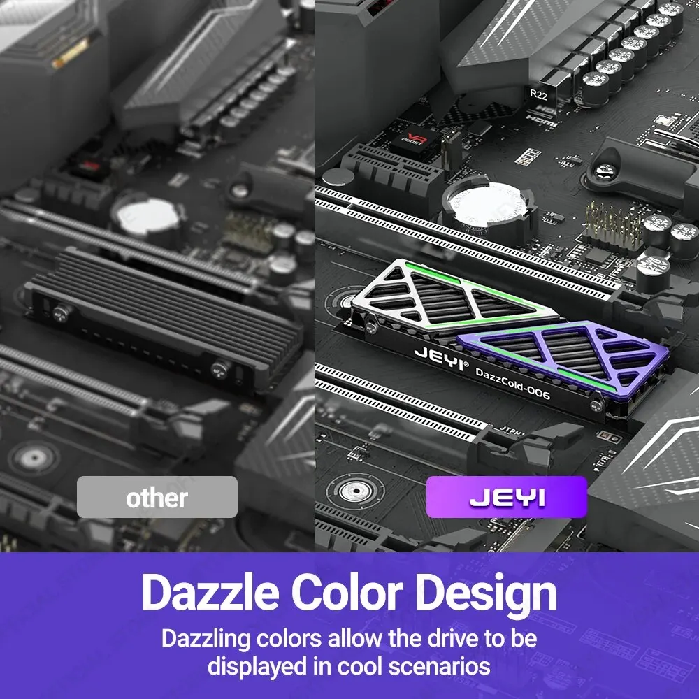 JEYI Dazzcold M.2 SSD Heatsink 2280 NVME NGFF Radiator Magnesium Aluminum Alloy PC Efficient Cooler with Thermal Silicone Pad