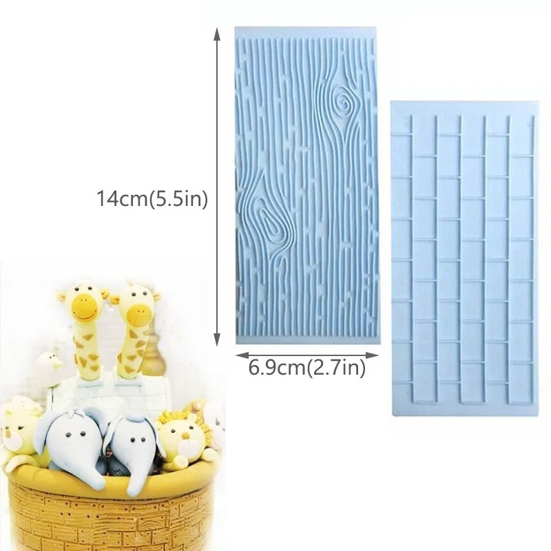 2Pcs/Set Texture Silicone Cake Mold Tree Bark & Brick Wall  Mat Fondant  Decorating Tools Supplies