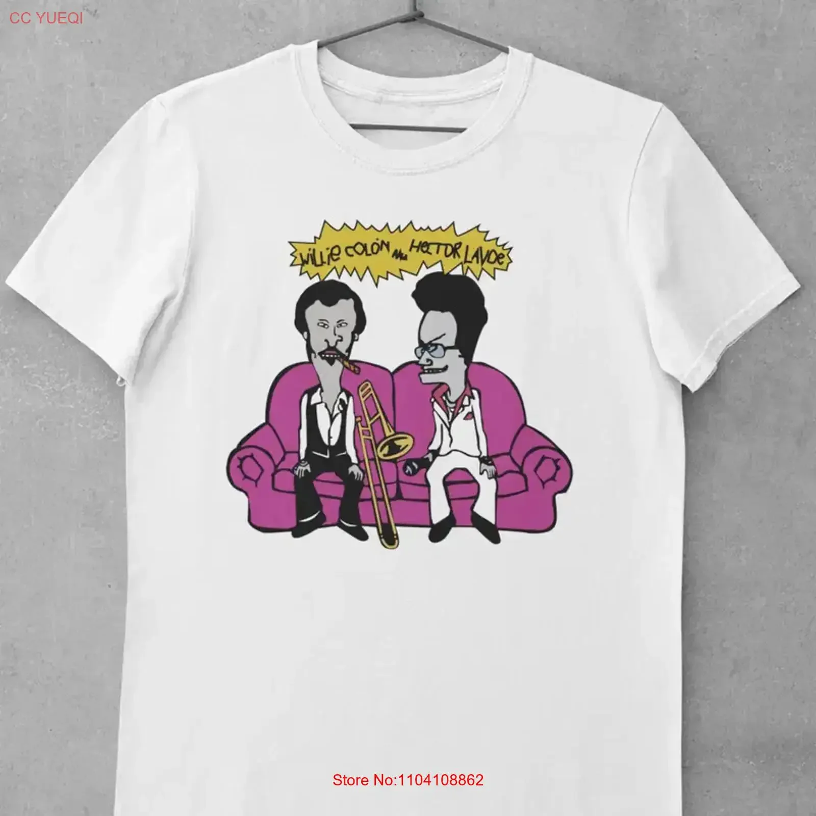 Camiseta Willie Colón Hector Lavoe, Clásica, Unisex, Talla Completa MA044, Estilo Vintage, Lavada, Estirada, Ropa de Diseñador Urbana para Hombre