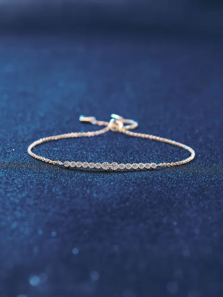 925 silver chain bracelet Moissanite Bracelet Row for Women Ins Cool Feeling Wedding Fine Jewelry is suitable for daily wear