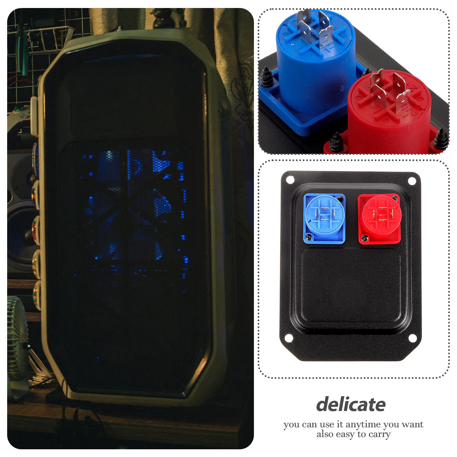 

Speaker Socket Cable Panel Accessories Female Metal Aluminum Double Holes Durable ABS Material Lightweight Compact Speaker