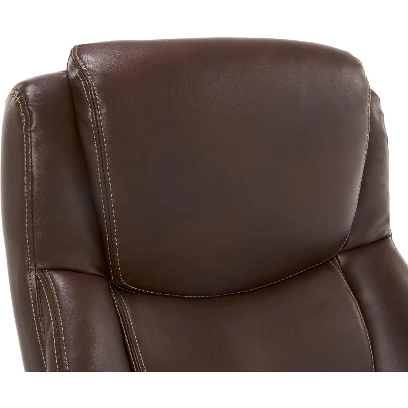 Delano Big & Tall Executive Office Chair, High Back Ergonomic Lumbar Support, Bonded Leather, Brown