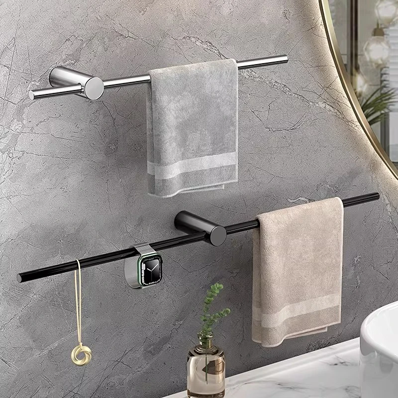 

Bathroom Towel Bar New Style 304 Stainless Steel Single Towel Holder Wall Mounted Artistic Towel Hanger for Home Decor