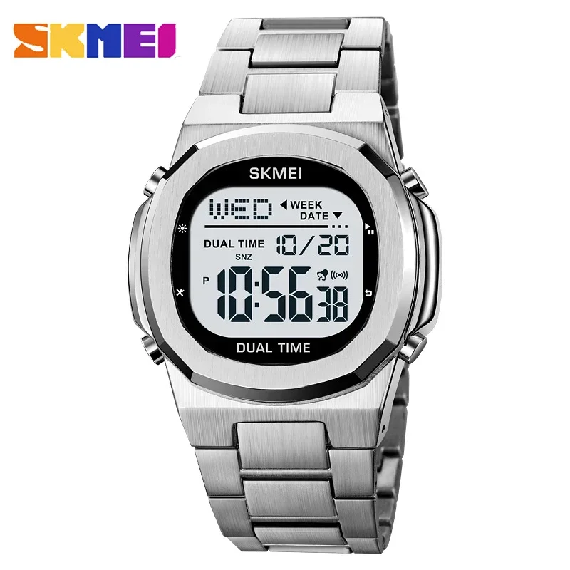 SKMEI-relojes digitales deportivos para hombre, pulsera electrónica de lujo con alarma y calendario, resistente al agua, 2004