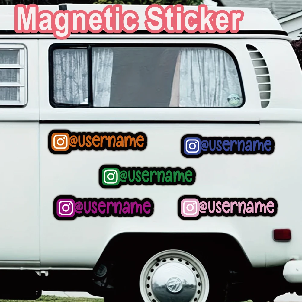 Autocollant magnétique personnalisé avec texte pour les médias sociaux, 1 pièce, pour décoration de porte, autocollant personnalisé avec texte pour voiture, autocollant de style artistique