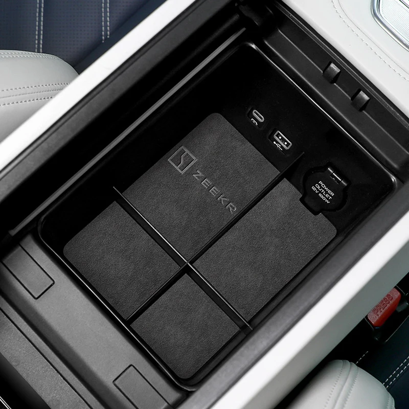 

For Zeekr 001 2021 2022 2023 Car Styling Suede Central Control Armrest Box Storage Pad Storage Box Auto Modification Accessories
